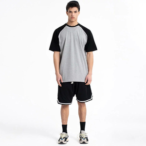 Conjunto de Camiseta y Pantalones Cortos de Manga Raglán para Hombre, de Algodón, Secado Rápido, Color Sólido, Dos Piezas, Estilo Casual, Ropa Urbana de Verano - Product Image 3