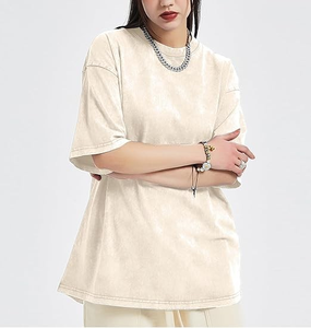 Camiseta de Verano para Mujer, de Alta Calidad, con Lavado Ácido, Cuello Redondo, Suave, Transpirable, Agradable al Tacto, Talla Grande, para Chicas - Product Image 6