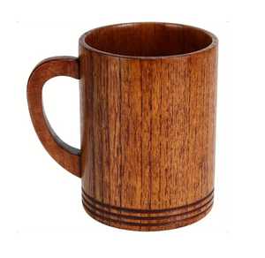 Ensemble tasse à café, soucoupe et cuillère en bois sculpté à la main, forme ventre, style rustique, en bois massif, pour le thé - Product Image 6