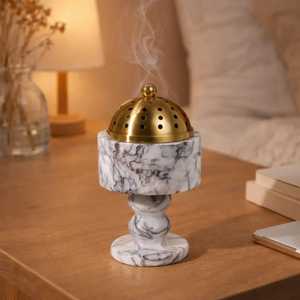 Quemador de Incienso de Metal de Lujo con Base de Madera, Quemador de Incienso Árabe Oud, Decorativo para el Hogar, Porta Incienso - Product Image 4