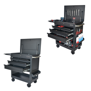 Wholesale Heavy Duty 84cm 4 Drawer Rolling Utility <b>Cart</b> with Soft Closing Drawers Matte Black Powder Coated Steel Workshop Use - Product Image 5