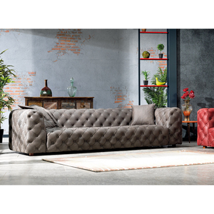 Classic Berfa Chesterfield <b>Sofa</b> Premium Fabric Tufted Couch Stylish Oval Shape Metal Legs Living Room Office Hotel Furniture - Product Image 2