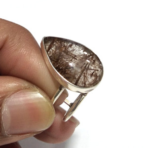Natural Rutilated Quartz Gemstone 925 Sterling Silver Handmade Water Drop Trendy Statement Ring Wholesale Jewelry Gift <b>for</b> <b>Women</b> - Product Image 5