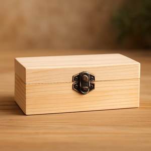 Rustic Farmhouse Style Wooden Storage <b>Box</b> with Metal <b>Lock</b> for Kitchen Pantry and Home Storage - Product Image 2