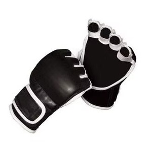 Gants de MMA gris premium en cuir rouge, mitaines de grappling professionnelles pour arts martiaux, entraînement de sparring et de frappe, paume ouverte, ajustables - Product Image 2