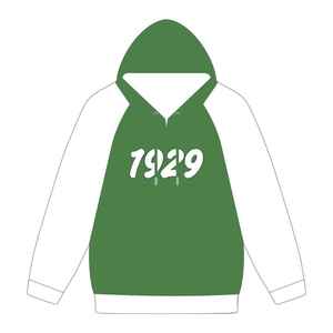 Sweat à capuche à manches raglan vert émeraude de la sororité Iota Phi Lambda, année de fondation 1929, manches blanches, vêtements à lettres grecques, haut pour femme - Product Image 1