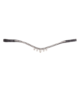 Diadema Ecuestre de Cuero Italiano de Primera Calidad con Cristales Decorativos de Colores y Logotipo Personalizado, Duradera, Negra - Product Image 1