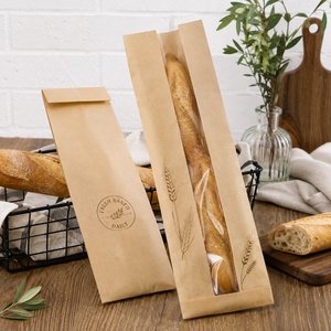 EcoRev Kraft Paper Bread <b>Bags</b> with Clear Window Self-Seal Biodegradable & Eco-Friendly Patch Handle Luxury Food Packaging - Product Image 6