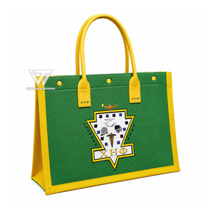 Bolsa de Mano Personalizada al por Mayor de la Hermandad Chi Eta Phi, Bordada y Sublimada, con Asa de Cuero Sintético, Artículos Griegos - Product Image 1