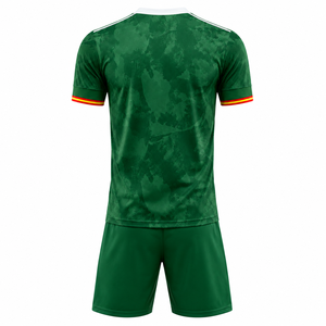 Ensemble de maillot et short de football pour homme, vert, col en V, manches courtes, respirant, anti-transpiration, polyester, imprimé camouflage, toutes saisons - Product Image 2