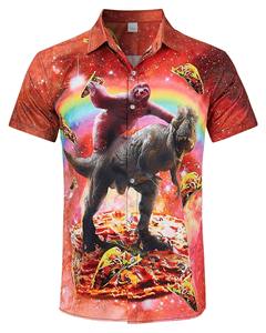 Chemise homme à imprimé jungle, manches courtes, style hawaïen tropical, décontractée, boutonnée, pour l'été, motif floral coloré - Product Image 1