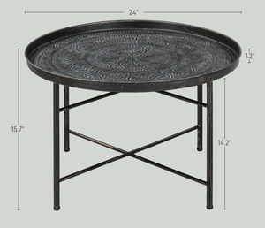 Mesa de centro martillada de lujo para estilos interiores de casas boutique Mesa auxiliar de madera de diseño hecho a mano Fabricada en India - Product Image 4