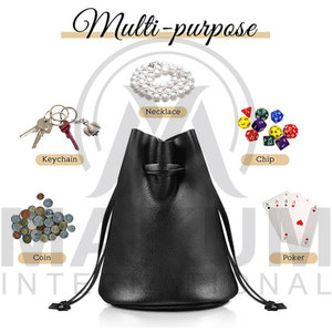 Durable <b>Drawstring</b> Leather Dice <b>Pouch</b> Leather <b>Drawstring</b> <b>Pouch</b> Multifunctional Coin <b>pouch</b> for Men Women - Product Image 5