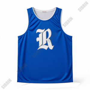 Maillot de basket personnalisé SIBRIN, sans manches, débardeur, uniforme d'équipe sportive, bleu royal uni, 100% polyester respirant - Product Image 3