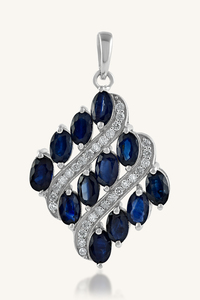 Colgante de Diamante y Zafiro Azul en Plata de Ley 92.5 KLSP-50478 - Product Image 2