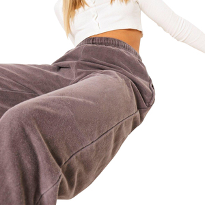 Pantalones Deportivos Rectos de Cintura Alta para Mujer, Ecológicos, con Cierre de Cordón, Corte Regular, Largos, Lavado Químico, Estilo Vintage - Product Image 6