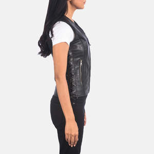 Chaleco de Cuero para Mujer, Ropa Deportiva Elegante, Chaleco de Motociclista de Cuero Genuino Resistente, Chaqueta sin Mangas para Motocicleta - Product Image 3