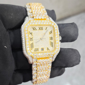 Reloj de Lujo de Primera Calidad, Modelo Cuadrado, con Incrustaciones de Moissanita, para Hombre, de Acero Inoxidable, en Oferta - Product Image 1