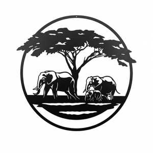 Arte Mural Circular Moderno de Hierro con Diseño de Elefante, Decoración Artesanal de Metal Negro para el Hogar, con Recubrimiento en Polvo, para Colgar - Product Image 6