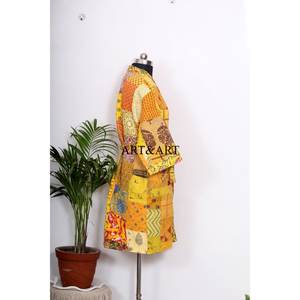 Nouvelle arrivée : robe maxi en soie Kantha multicolores, robe ethnique courte, veste élégante, peignoir Kantha, kimono. - Product Image 5
