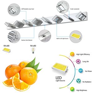 52\" Modern Chrome 8-<b>Light</b> LED <b>Vanity</b> <b>Light</b> Square Acrylic Lampshades Wall Mount Fixture <b>Mirror</b> Lighting for Bathroom - Product Image 6
