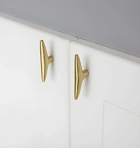 Bouton de meuble classique en laiton, quincaillerie durable au design moderne, pour commode et armoire, finition or brillant poli, pour la maison et le bureau - Product Image 5