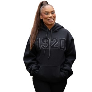 Sudadera con Capucha All Black 1920 con Brillo, Unisex, con Letras Griegas de Zeta Phi Beta, Sudadera Informal para Usar en la Calle - Product Image 1
