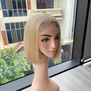 วิกผมตรงบ๊อบสีบลอนด์แบบสองชั้นวิกผมต่อแบบมีลูกไม้แท้100% เวียดนาม - Product Image 3