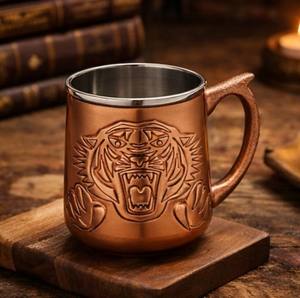 Mug en cuivre à double paroi de grande capacité, fabriqué à la main par Breden, pour cocktail Moscow Mule, avec poignée, vaisselle de bar de luxe haut de gamme - Product Image 2