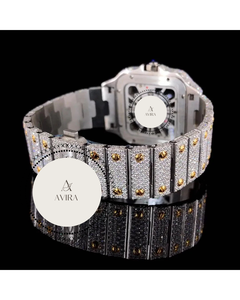 Dual Tone Luxury Square Alloy Unisex Quartz <b>Watch</b> Fully Crystal Hip Hop Bling Pointer Dial Moissanite Diamond <b>Watch</b> Fashion Gift - Product Image 6