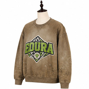 OEM Retro Acid Washed Distressed Sweatshirt Splatter <b>Ink</b> Detail Custom Logo Pullover Fleece Hooded Zipper Vintage Streetwear - Product Image 4
