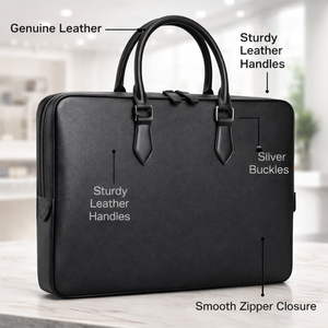 Wriza Genuine Leather Business Briefcase for Men Professional Executive Laptop <b>Bag</b> with Zipper Closure Soft Office Messenger <b>Bag</b> - Product Image 3