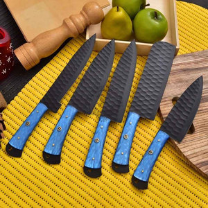Custom Made J2 Stainless Steel Powder Coated Durable <b>Sharp</b> Ambidextrous Hammered Blade 5-Piece Professional Kitchen <b>Knife</b> <b>Set</b> - Product Image 2