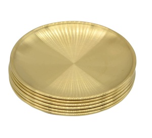 Plateau circulaire doré en acier inoxydable pour servir, rangement de serviettes, assiette à thé, plateau à fruits, plateau à bijoux décoratif - Product Image 1