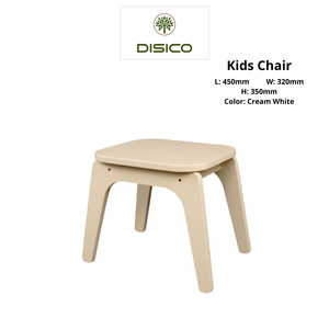 Chaise pour enfants DISICO Crème Blanc 450x320x350mm Design carré minimaliste Chaise en bois durable pour enfants - Product Image 1