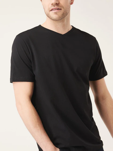 T-shirt pour homme, col en V, manches courtes, basique, uni, couleur unie, 100% coton, décontracté, sport, vente en gros, personnalisable, OEM, ODM, directement de l'usine - Product Image 5