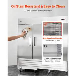 Congelatore Verticale Commerciale da 32,2 Pollici di Larghezza, 66,9 Piedi Cubi, Auto-Defrost, 12 Ripiani Regolabili, Luce LED, 4 Ruote, -11 a 14 Gradi Fahrenheit - Product Image 6