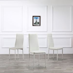 Set di 6 Eleganti Sedie da Pranzo Bianche con Schienale Alto e Texture a Righe, Mobili di Alta Gamma per la Casa - Product Image 2