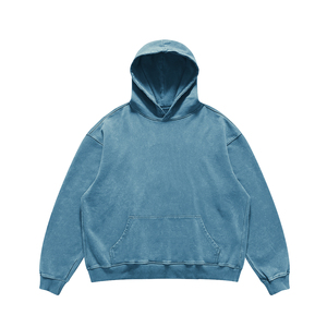 Hoodies personnalisés de style streetwear décontracté, 100% coton, poids lourd, lavage à l'acide, 450 g/m², pull-over oversize uni - Product Image 3
