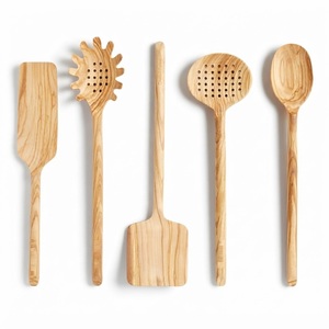 Ensemble d'ustensiles de cuisine en bois écologiques, cuillères de cuisine en bois naturel, spatules antiadhésives pour ustensiles de cuisine à bas prix - Product Image 1