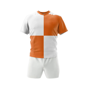 Conjunto de Uniforme de Entrenamiento de Manga Corta Transpirable con Diseño Sólido, Camiseta Deportiva de Rugby para Hombre con Nombre de Equipo Personalizable y Bordado - Product Image 1