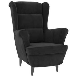 Fauteuil en velours noir 100% polyester, design standard en contreplaqué pour salon - Product Image 2