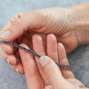 Blue Sapphire Tennis Bracelet Round Blue Sapphire Line Bracelet Luxury Gemstone Jewelry Elegant Design - Product Image 1