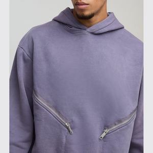 Sudadera con Capucha Personalizada para Hombre, de Felpa Gruesa de 500 g/m², Color Sólido, Lavado Ácido con Efecto Desgastado, Adornada con Pedrería, 100% Algodón, Forrada, Funcional para Invierno - Product Image 5