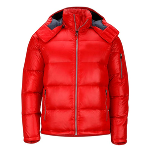 Veste d'hiver décontractée pour homme, bleue, à capuche, rembourrée de duvet, coupe-vent, fermeture éclair - Product Image 3