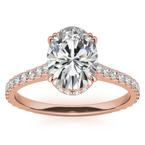 Anillo de Compromiso y Boda para Mujer con Diamante Cultivado en Laboratorio, Corte Ovalado, Oro Amarillo, Halo Oculto, Certificado IGI - Product Image 2