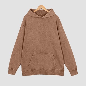 Acid Stone Washed Distressed Men Hoodie Custom Heavyweight Cotton French Terry 500gsm Wash Vintage Hoodies - Product Image 6