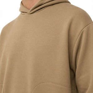 Sudadera con Capucha Color Caqui, Corte Holgado, Color Sólido, Algodón French Terry, Estilo Casual para Otoño, Diseño con Bolsillos - Product Image 3