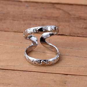 925 Sterling Silver <b>Adjustable</b> Heart Pattern Double Row Finger Splint <b>Ring</b> Orthopedic Swan Neck & Boutonniere Deformity Support - Product Image 1