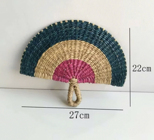 Éventail en jonc de mer naturel, tissé à la main au Vietnam, accessoire rafraîchissant, décoratif, rustique, idéal pour mariage, fête, cadeau - Product Image 2
